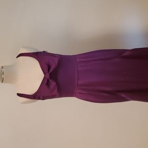 Linda Cunningham amethyst purple hammered silk dress gown with bows
